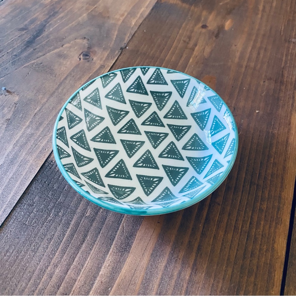Now Designs teal geometric jewelry dish